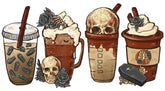 DTF Screen Print Image - Skulls Coffee Cups